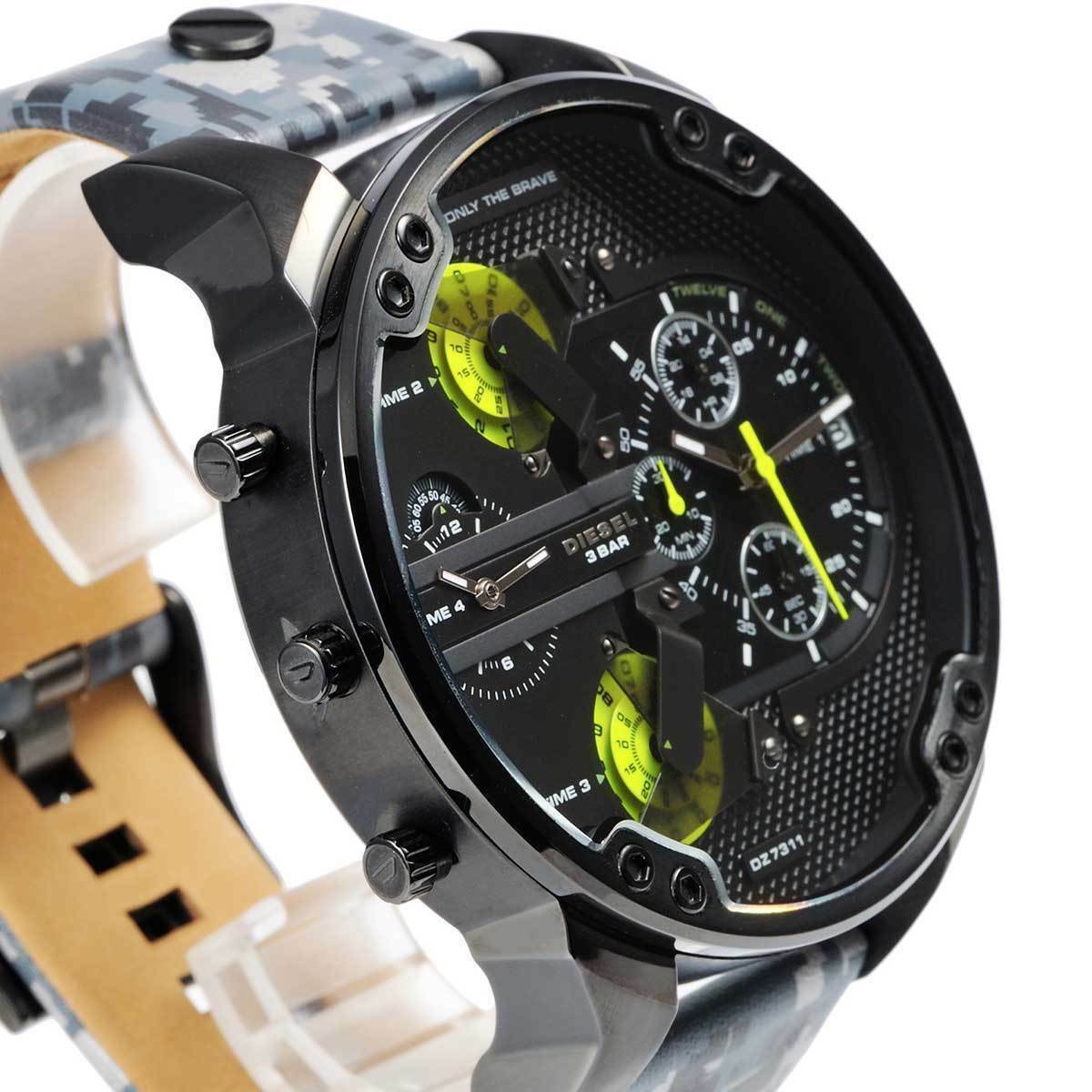 Diesel DZ7311 Big Daddy Chronograph Men's Watch – Black Dial & Black Leather Strap