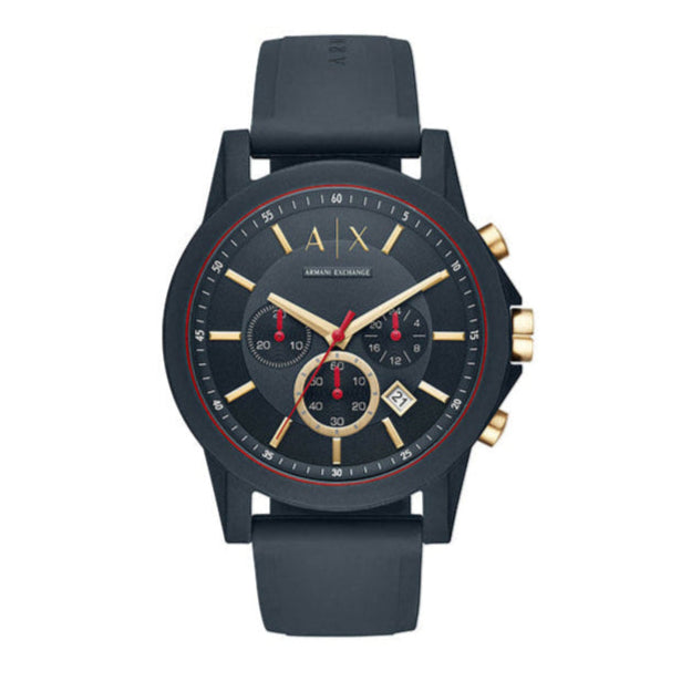 Armani Exchange Outerbanks AX1335 Men's Chronograph Watch – Blue Dial with Blue Silicone Strap
